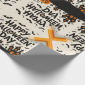 Scary Cute Pumpkins, Ghosts & Spider Web Design Geschenkpapier (Ecke)