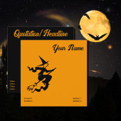 scary flying witch quadratische visitenkarte