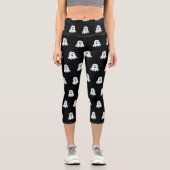 Scary Ghost Pattern black and white  Capri Leggings (Vorderseite)