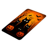 Scary Halloween Cats and Bats Design | Dark Horror Magnet (Linke Seite)