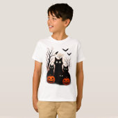 Scary Halloween Cats and Bats Design | Dark Horror T-Shirt (Vorne ganz)