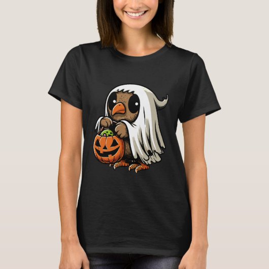 Scary Halloween Kiwi Bird Ghost Spooky Candy Bag 7 T-Shirt (Vorderseite)