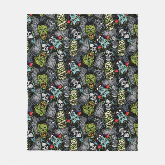 Scary Halloween Monsters Zombies Vampires Mummies Fleecedecke (Vorderseite)