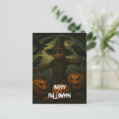 Scary Halloween Pumpkin Witch Scary Night Postkarte (Stehend Vorderseite)