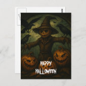 Scary Halloween Pumpkin Witch Scary Night Postkarte (Vorne/Hinten)