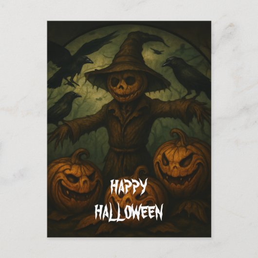 Scary Halloween Pumpkin Witch Scary Night Postkarte (Vorderseite)