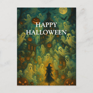 Scary Halloween Pumpkin Witch Scary Night Postkarte