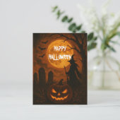 Scary Halloween Pumpkin Witch Scary Night Postkarte (Stehend Vorderseite)