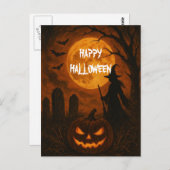 Scary Halloween Pumpkin Witch Scary Night Postkarte (Vorne/Hinten)