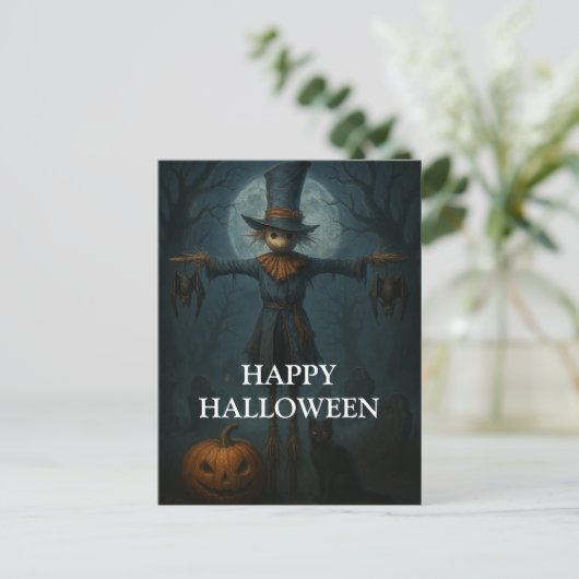 Scary Halloween Pumpkin Witch Scary Night Postkarte (Stehend Vorderseite)