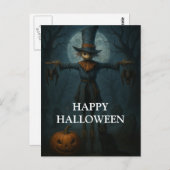 Scary Halloween Pumpkin Witch Scary Night Postkarte (Vorne/Hinten)