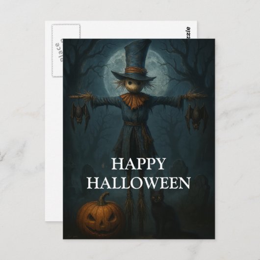 Scary Halloween Pumpkin Witch Scary Night Postkarte (Vorne/Hinten)