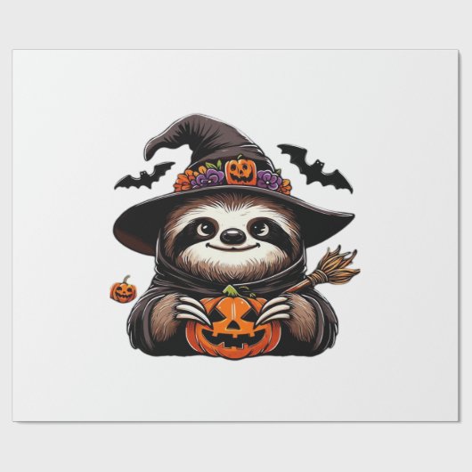 Scary Halloween Sloth Witch Hat Costume Spooky Sea Geschenkpapier (Flach)