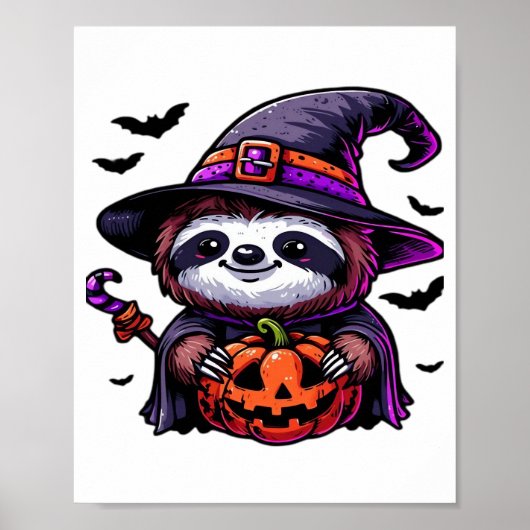 Scary Halloween Sloth Witch Hat Costume Spooky Sea Poster (Vorne)