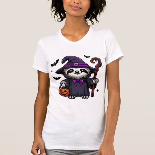 Scary Halloween Sloth Witch Hat Costume Spooky Sea T-Shirt (Vorderseite)