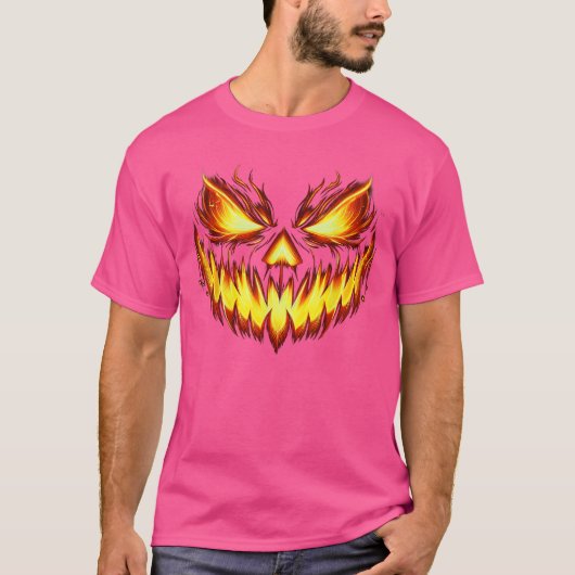 Scary Jack O Lantern Carved Pumpkin Face Halloween T-Shirt (Vorderseite)