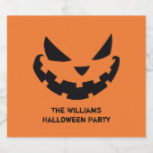 Scary Jack O Lantern Custom Orange Halloween Party Bierflaschenetikett (Einzelnes Label)