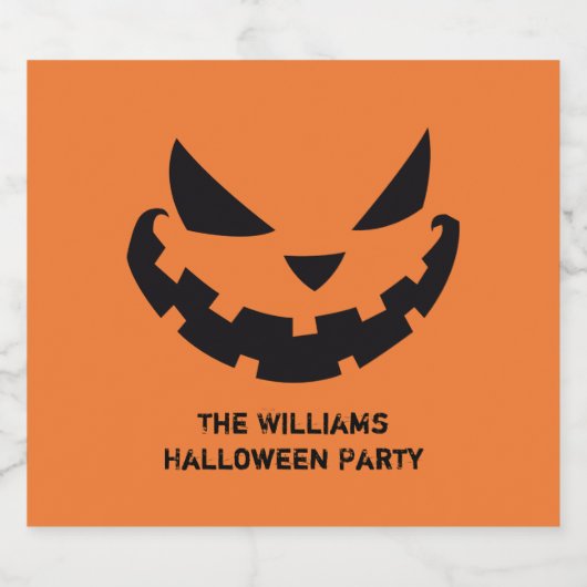 Scary Jack O Lantern Custom Orange Halloween Party Bierflaschenetikett (Einzelnes Label)