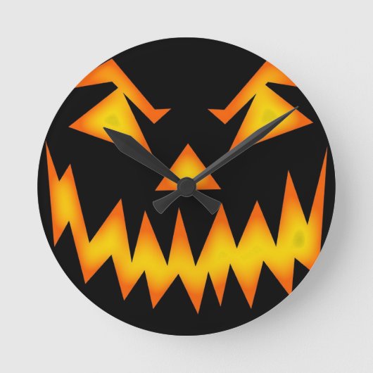 Scary Jack O Lantern Round (Medium) Wall Clock Runde Wanduhr (Vorderseite)