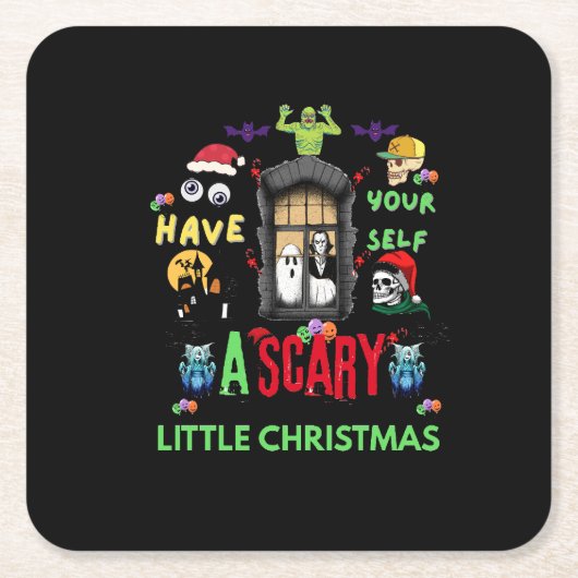 Scary Little Christmas Horror Holiday Design  Rechteckiger Pappuntersetzer (Vorderseite)