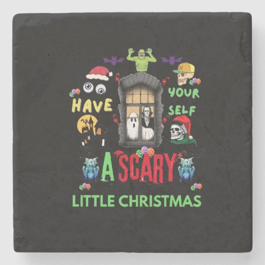 Scary Little Christmas Horror Holiday Design   Steinuntersetzer (Vorderseite)