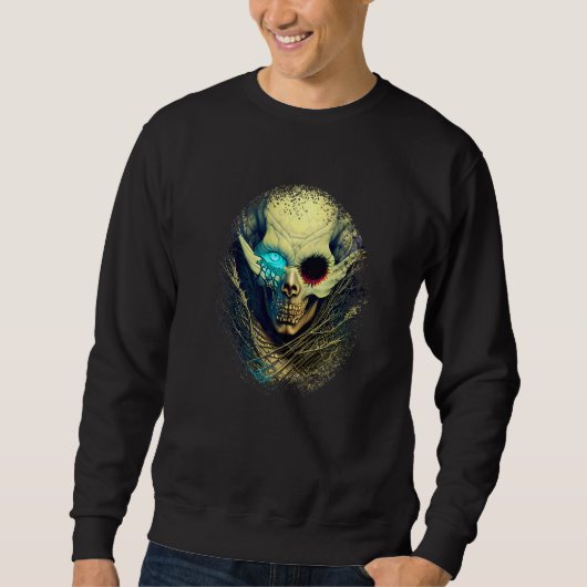 Scary One Eye Skull Horror Nightmare Unique Digita Sweatshirt (Vorderseite)