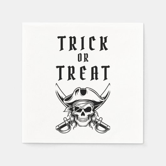 Scary Pirate Skull Trick Or Treat Halloween Serviette (Vorderseite)