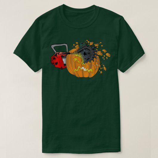 Scary Pumpkin Carving Halloween Chainsaw Pumpkin F T-Shirt (Design vorne)