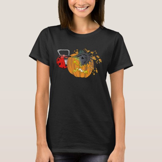 Scary Pumpkin Carving Halloween Chainsaw Pumpkin F T-Shirt (Vorderseite)