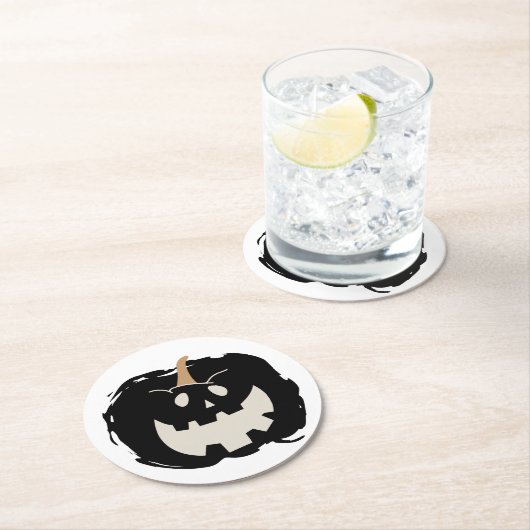 Scary Pumpkin Runder Pappuntersetzer (Vor Ort)