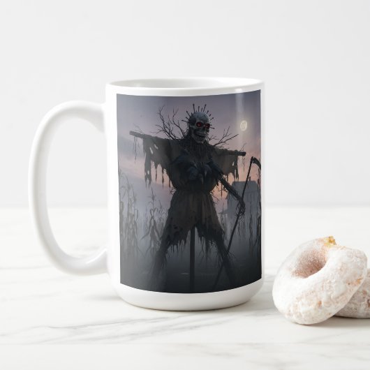 Scary Scare Crow In Corn Field Kaffeetasse (Mit Donut)