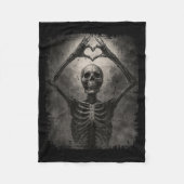 Scary Skeleton Hands Heart Sign Funny Halloween Co Fleecedecke (Vorderseite)