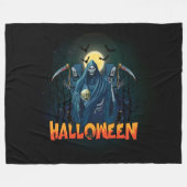 Scary Skeleton Night Halloween, mein Halloween Moo Fleecedecke (Vorderseite (Horizontal))
