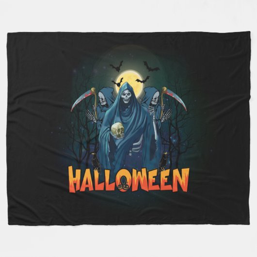 Scary Skeleton Night Halloween, mein Halloween Moo Fleecedecke (Vorderseite (Horizontal))