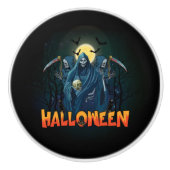 Scary Skeleton Night Halloween, mein Halloween Moo Keramikknauf (Vorderseite)