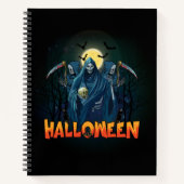 Scary Skeleton Night Halloween, mein Halloween Moo Notizblock (Vorderseite)