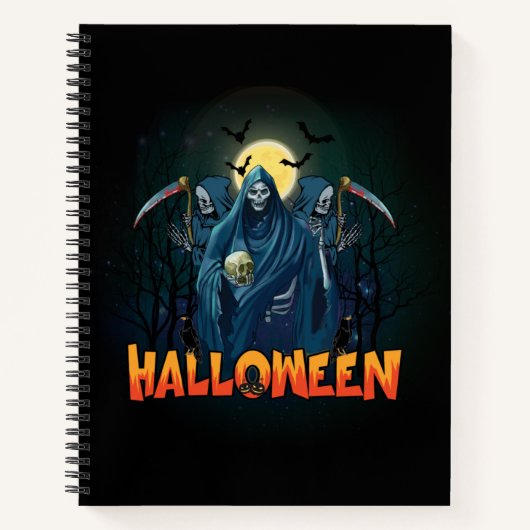 Scary Skeleton Night Halloween, mein Halloween Moo Notizblock (Vorderseite)