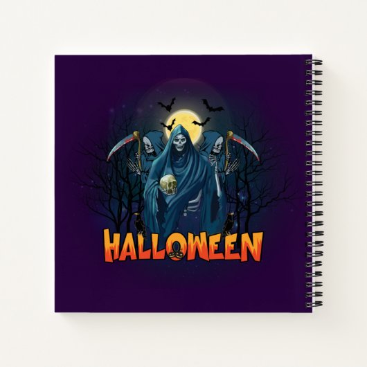 Scary Skeleton Night Halloween, mein Halloween Moo Notizblock (Rückseite)