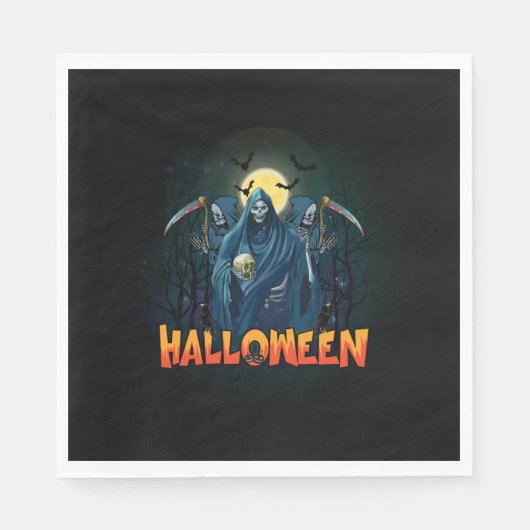 Scary Skeleton Night Halloween, mein Halloween Moo Serviette (Vorderseite)