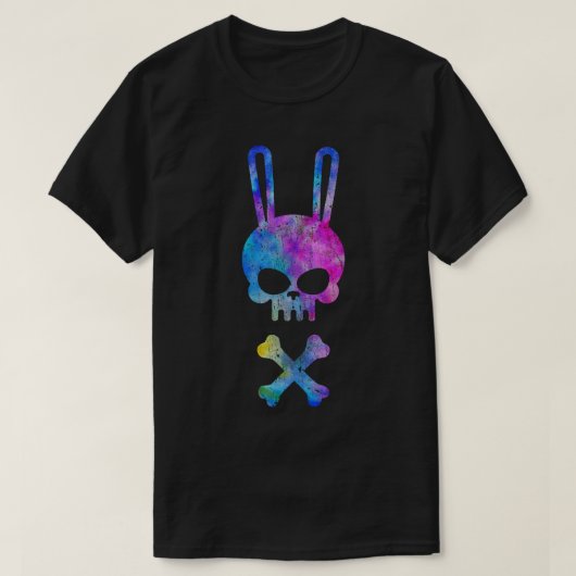 Scary Skull And Crossbones Bad Rabbit Horror Bunny T-Shirt (Design vorne)