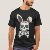 Scary Skull And Crossbones Bad Rabbit Horror Bunny T-Shirt (Vorderseite)