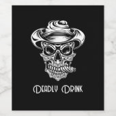 Scary Skull Deadly Vibes Halloween Weinetikett (Einzelnes Label)