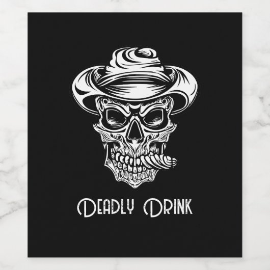 Scary Skull Deadly Vibes Halloween Weinetikett (Einzelnes Label)