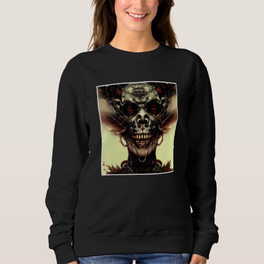 Scary Skull Horror Nightmare Creepy Face Unique Di Sweatshirt (Vorderseite)