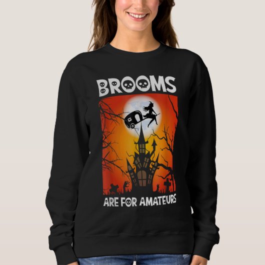Scary Spooky Halloween Haunted Castle Night Broom Sweatshirt (Vorderseite)