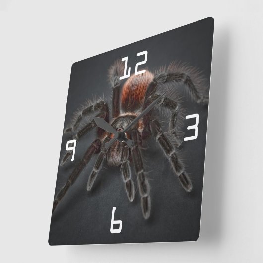 Scary Tarantula Spider Arachnophobia Quadratische Wanduhr (Winkel)