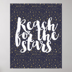 Scatted Gold Navy Blue Stars Poster