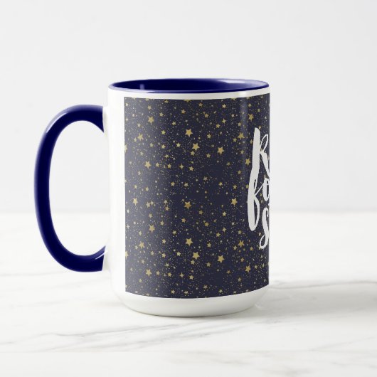 Scatted Gold Navy Blue Stars Tasse (Links)