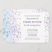 Scatter Glitzer Blau und Lila Abschluss Einladung (Vorne/Hinten)