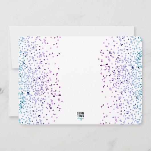 Scatter Glitzer Blau und Lila Abschluss Einladung (Rückseite)